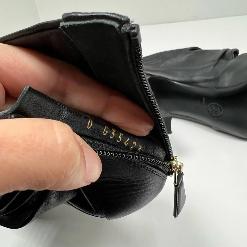Chanel Ruched Open Toe Leather Camellia Booties Black
